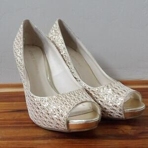Audrey Brooke Pumps Size 7.5 Open Toe Sparkle Office Siren‎ Prom Sequins Heels
